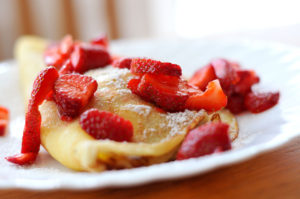 strawberries on pancakes